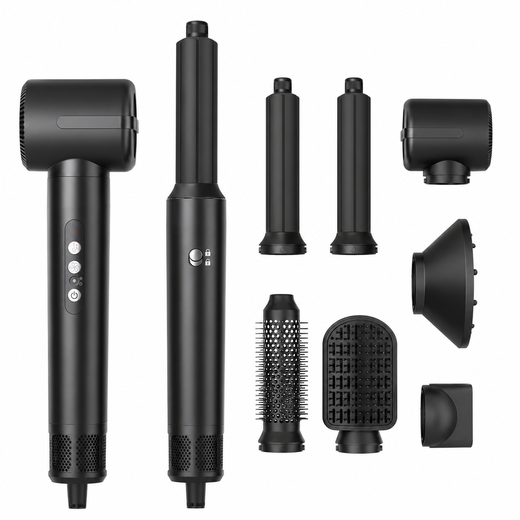 Airstyler 7 en 1 Professionnel – Sèche-cheveux Ionique Haute Vitesse avec Diffuseur et Boucleur Automatique