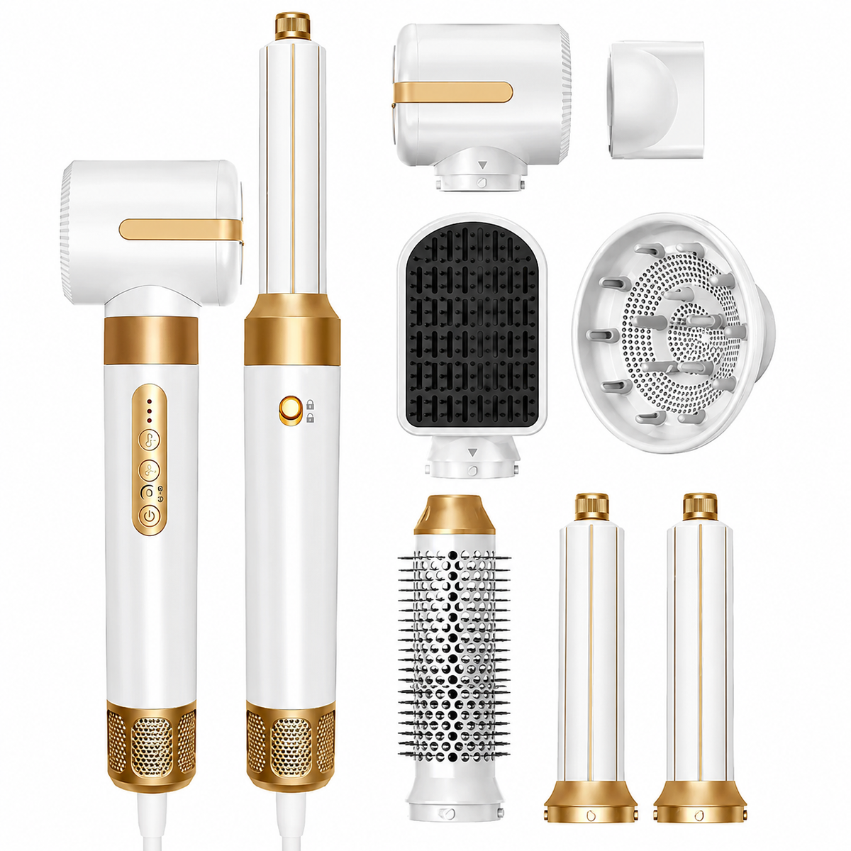 Airstyler 7 en 1 Professionnel – Sèche-cheveux Ionique Haute Vitesse avec Diffuseur et Boucleur Automatique